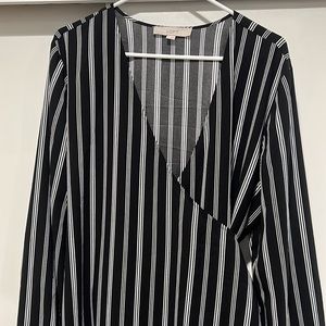 Loft long sleeve striped wrap dress